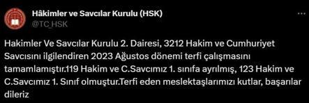 HSK paylaştı! 242 hakim ve savcı terfi etti