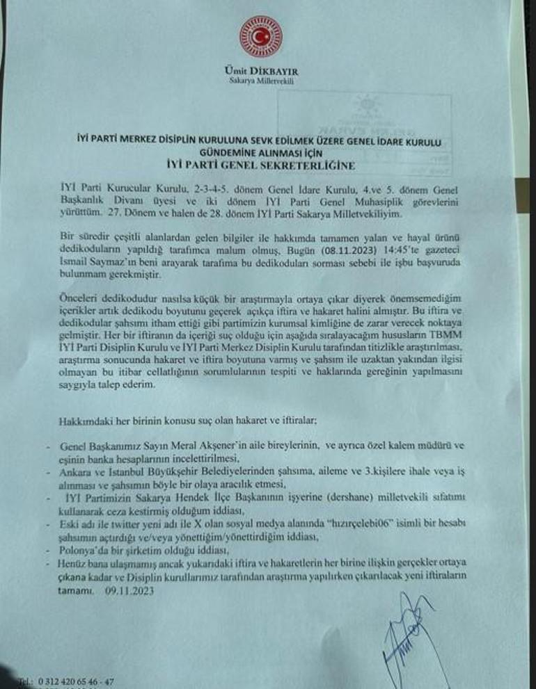 İYİ Parti'yi karıştıran dilekçe! Akşener’in hesaplarını Dikbayır mı inceletti?