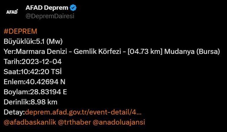 Son dakika... İstanbul ve Bursa'da hissedilen deprem!